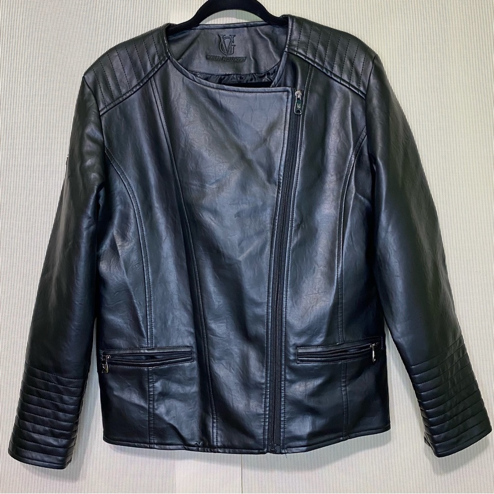 VG World Collection Women Leather Moto Jacket Black Fully Lined